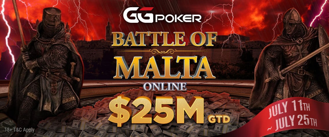 $25M-Guaranteed Battle of Malta Online To Run At GGPoker From July 11
