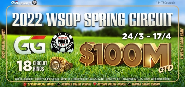 GGPoker повідомляє про проведення WSOP Spring Online Circuit з гарантією $100M